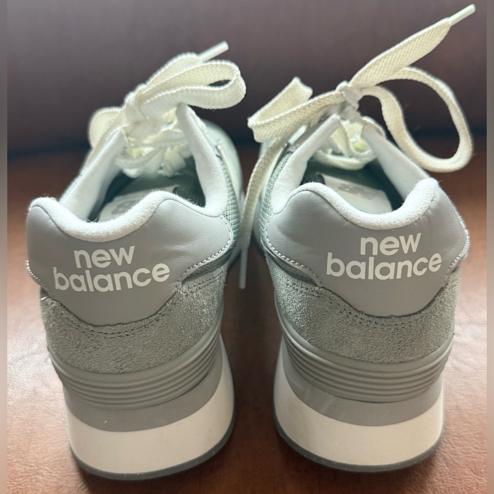 New Balance 574+ Women’s 10 Juniper Green Platform Sneakers WL574ZSG EUC - Picture 7 of 10